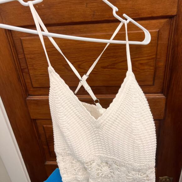 Hollister Mixed Fabric Crochet Style Maxi Dress size XS Cloud White NWT's $70 - Picture 6 of 14